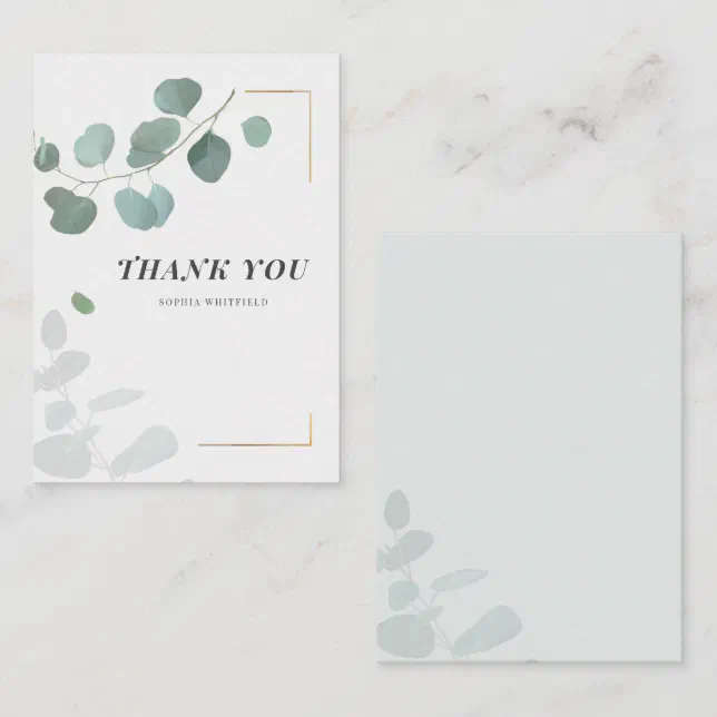 Budget Eucalyptus Botanical Greenery Thank You Note Card | Zazzle