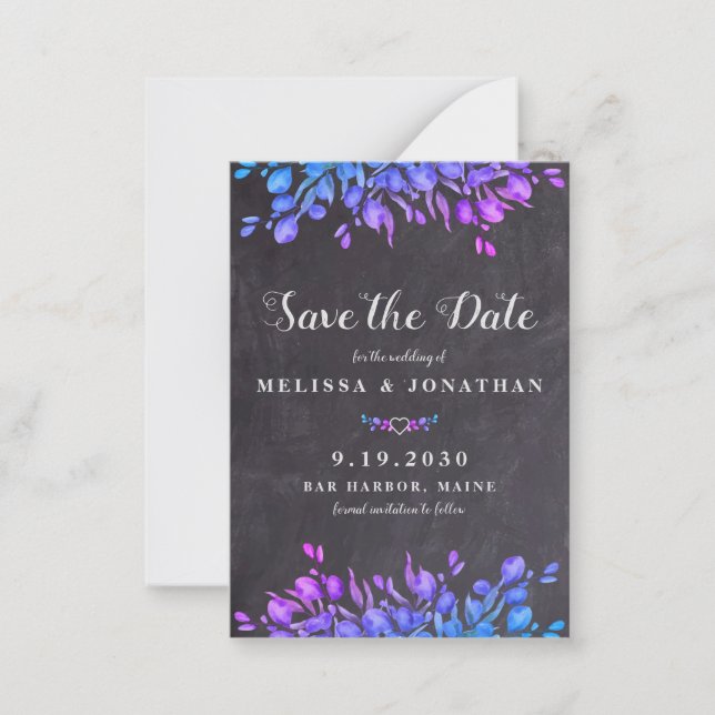 Budget Eucalyptus Botanical Slate Save The Date Note Card (Front)
