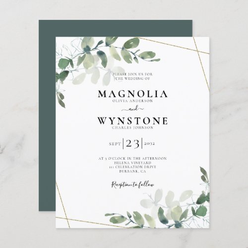 Budget Eucalyptus Botanical Wedding Invitation