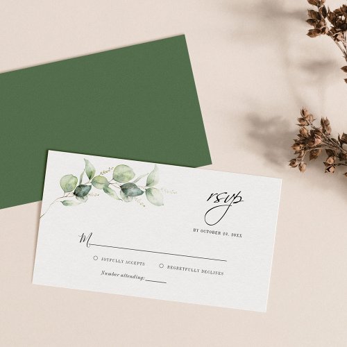 Budget Eucalyptus Botanical Wedding RSVP Card
