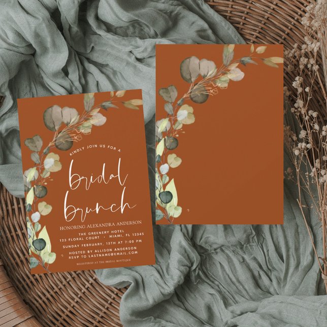 Budget Eucalyptus Bridal Brunch Burnt Orange Flyer (Creator Uploaded)