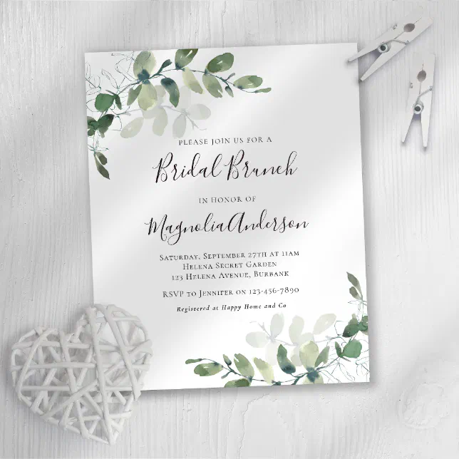 Budget Eucalyptus Bridal Brunch Invitation | Zazzle