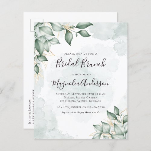 Budget Eucalyptus Bridal Brunch Postcard Invite