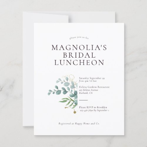 BUDGET Eucalyptus Bridal Luncheon Invitation