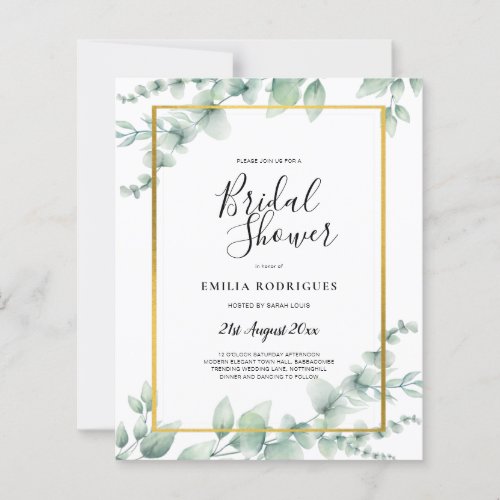 BUDGET Eucalyptus BRIDAL SHOWER GOLD QR CODE