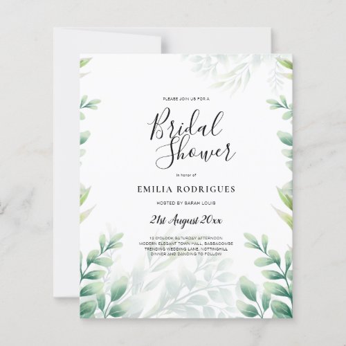 BUDGET Eucalyptus BRIDAL SHOWER Greenery Gold QR C