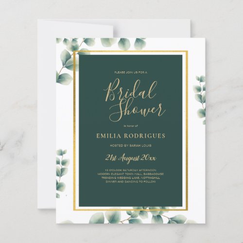 BUDGET Eucalyptus BRIDAL SHOWER Greenery Gold QR C