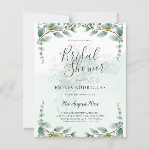 BUDGET Eucalyptus BRIDAL SHOWER Greenery Gold QR C