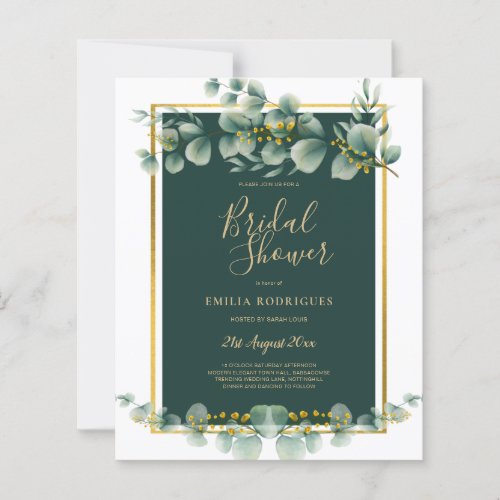 BUDGET Eucalyptus BRIDAL SHOWER Greenery Gold QR C