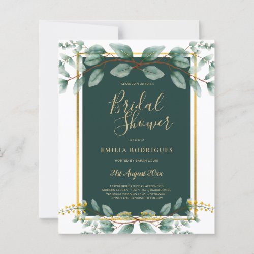 BUDGET Eucalyptus BRIDAL SHOWER Greenery Gold QR C