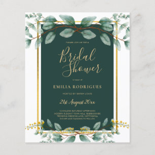 BUDGET Eucalyptus BRIDAL SHOWER Greenery Gold QR C Flyer
