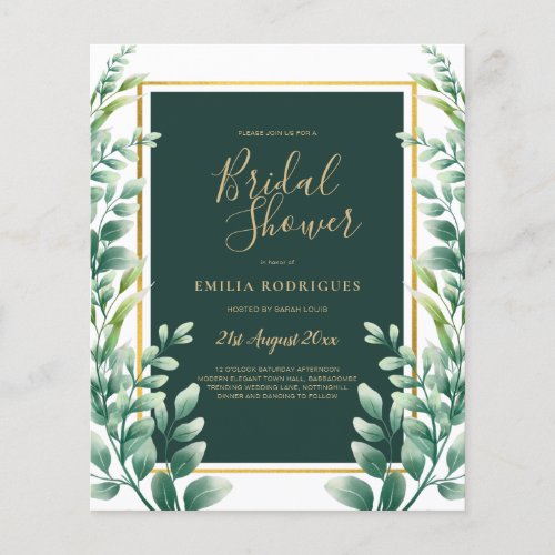 BUDGET Eucalyptus BRIDAL SHOWER Greenery Gold QR C Flyer