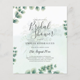 BUDGET Eucalyptus BRIDAL SHOWER Greenery Gold QR C Flyer