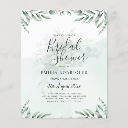 BUDGET Eucalyptus BRIDAL SHOWER Greenery Gold QR C Flyer