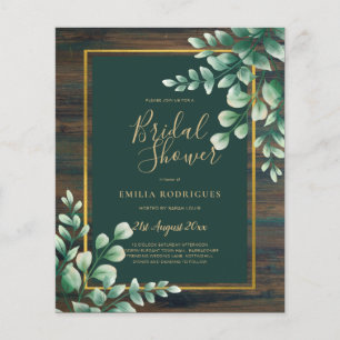 BUDGET Eucalyptus BRIDAL SHOWER Greenery Gold QR F Flyer