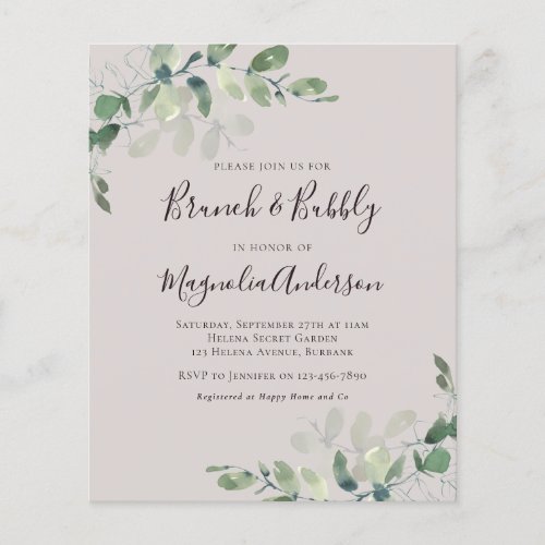 Budget Eucalyptus Bridal Shower Invitation