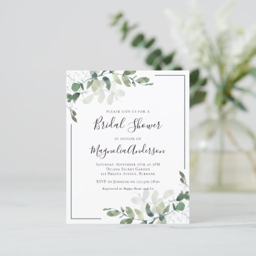 Budget Eucalyptus Bridal Shower Invitation | Zazzle