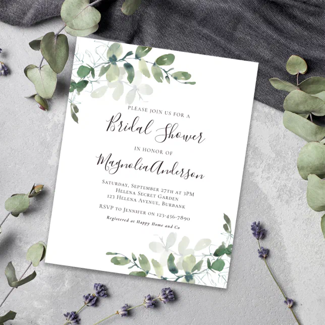 Budget Eucalyptus Bridal Shower Invitation | Zazzle