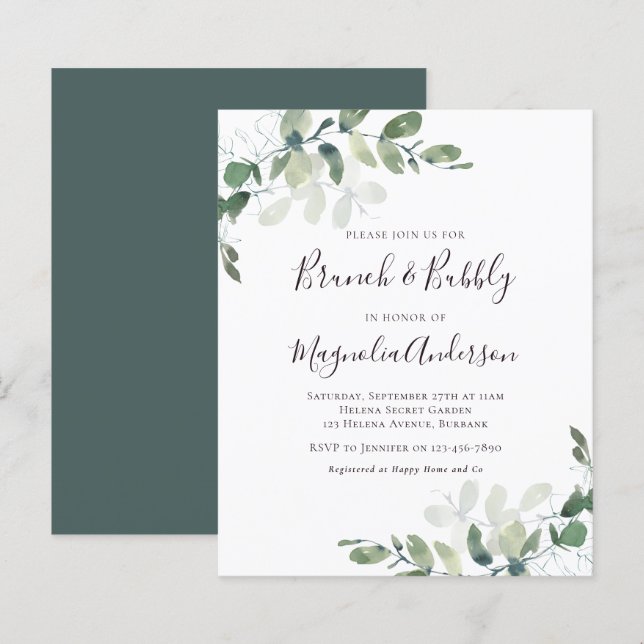 Budget Eucalyptus Bridal Shower Invitation (Front/Back)