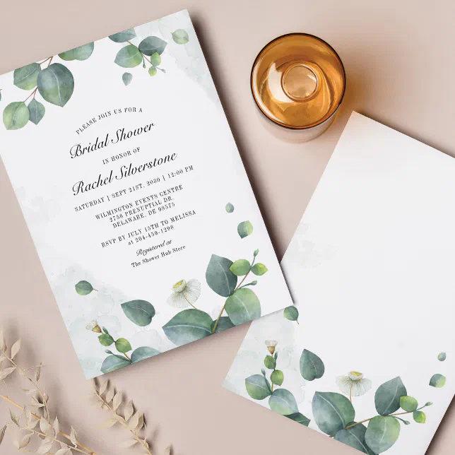 Budget Eucalyptus Bridal Shower Invitation Flyer | Zazzle