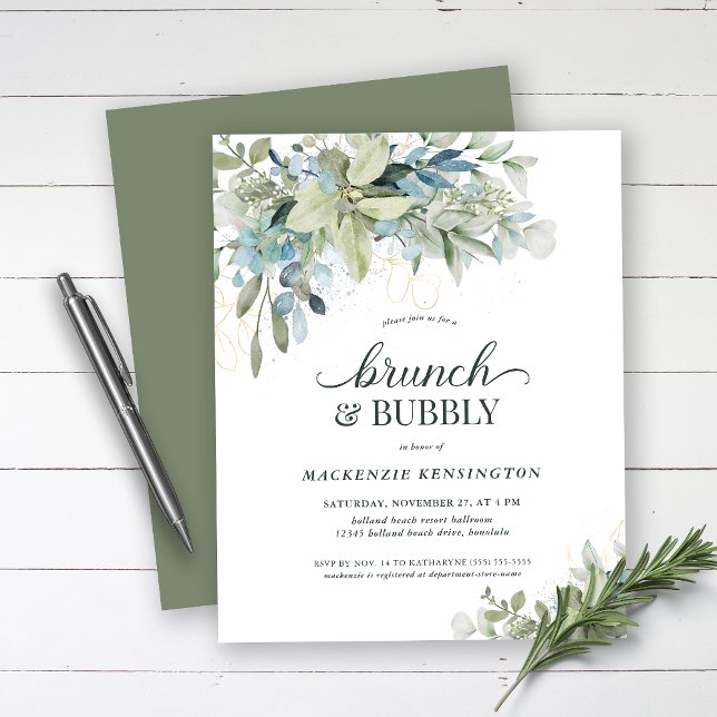 BUDGET Eucalyptus Brunch Bubbly Invitation (Creator Uploaded)