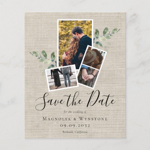 BUDGET Eucalyptus Burlap Wedding Save The Date Flyer