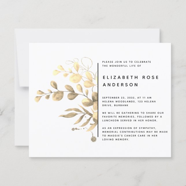BUDGET Eucalyptus Celebration of Life Invitation (Front)
