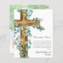 Budget Eucalyptus Cross Baptism Thank You Card