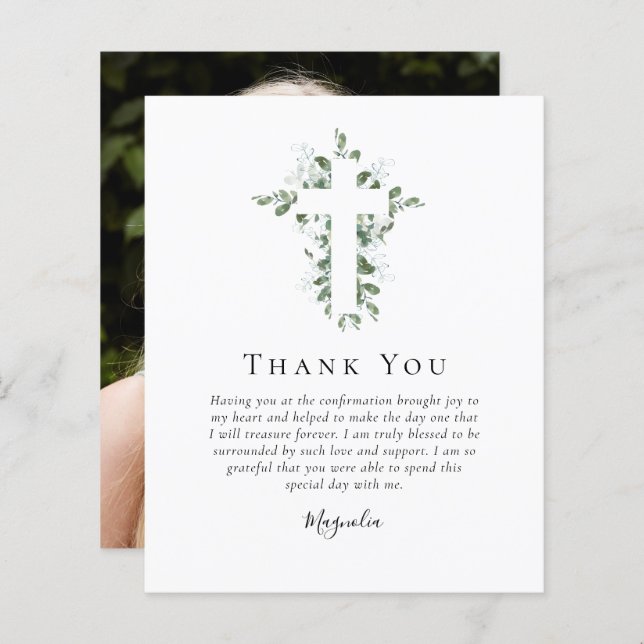 BUDGET Eucalyptus Cross | Confirmation Thank You (Front/Back)
