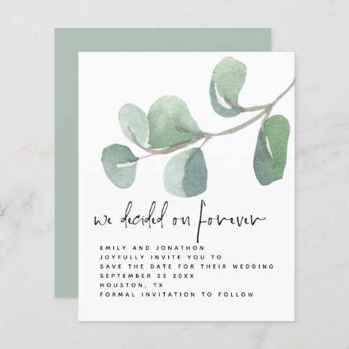 Budget Eucalyptus Decided on Forever Save The Date