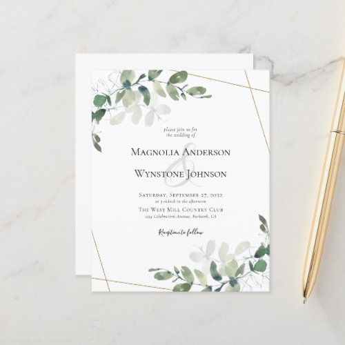 Budget Eucalyptus Details Wedding Invitation