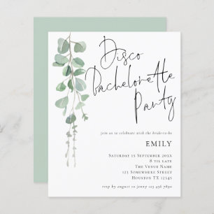 Budget Eucalyptus Disco Bachelorette Party Invite