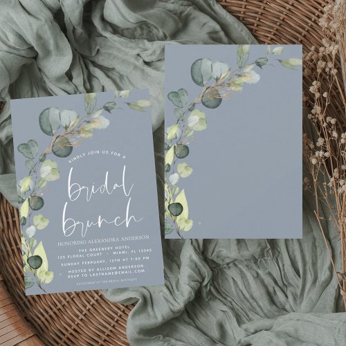 Budget Eucalyptus Dusty Blue Bridal Brunch Flyer