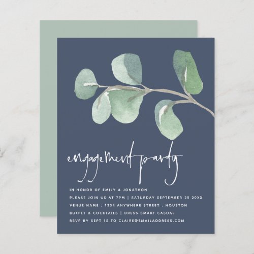 Budget Eucalyptus Dusty Navy Blue Engagement Party