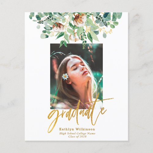 BUDGET Eucalyptus Elegant Gold Grad Invitation Flyer