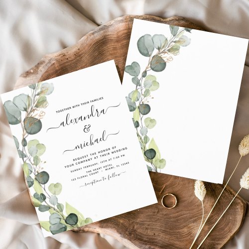 Budget Eucalyptus Elegant Wedding Invitation