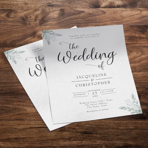Budget Eucalyptus Elegant Wedding Invitation Flyer