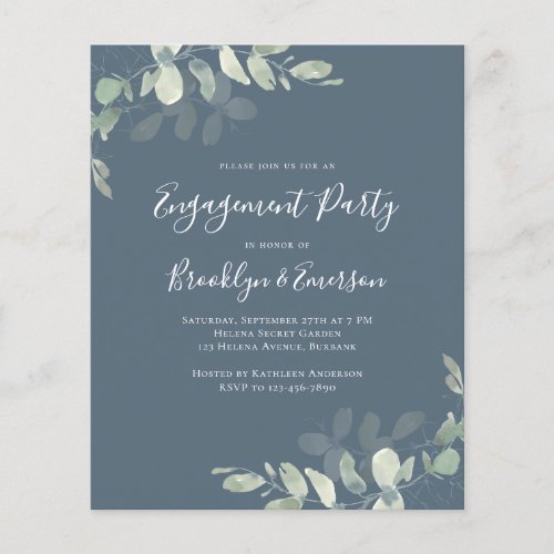 Budget Eucalyptus Engagement Party Invitation