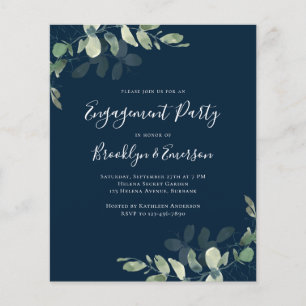 Budget Eucalyptus Engagement Party Invitation