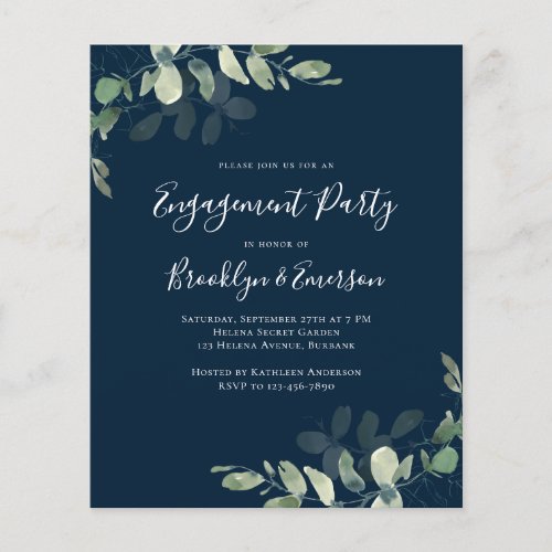 Budget Eucalyptus Engagement Party Invitation