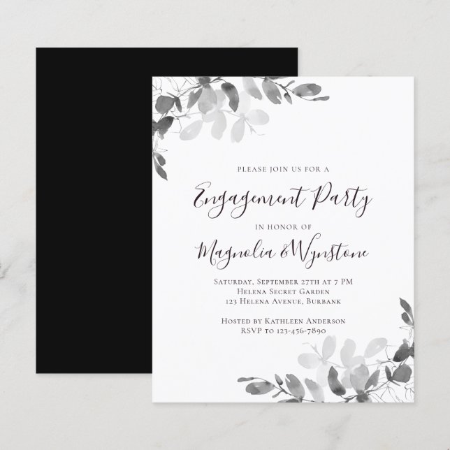 Budget Eucalyptus Engagement Party Invitation (Front/Back)