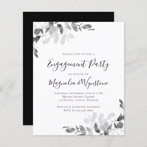 Budget Eucalyptus Engagement Party Invitation