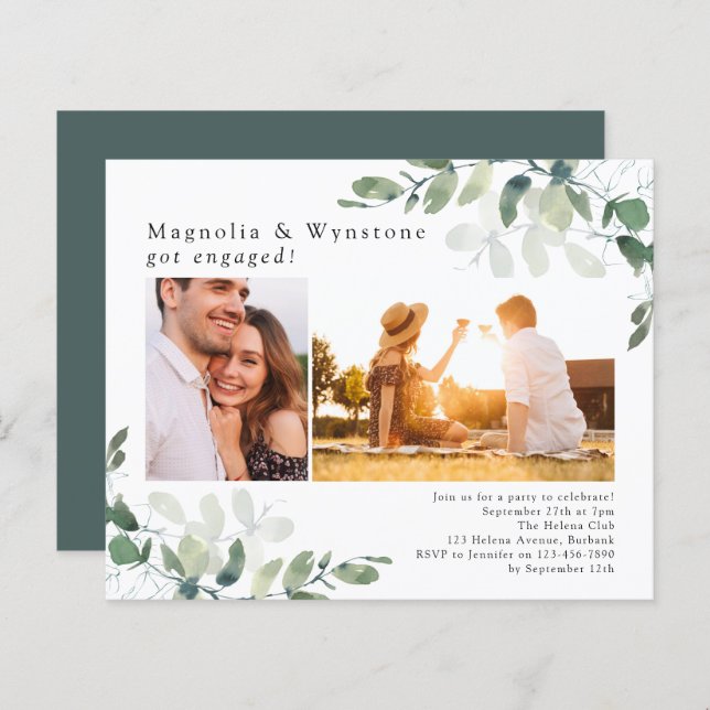 Budget Eucalyptus Engagement Party Invitation (Front/Back)