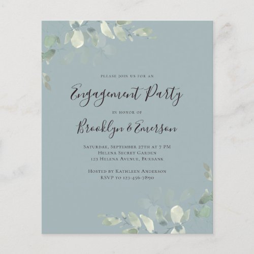 Budget Eucalyptus Engagement Party Invitation