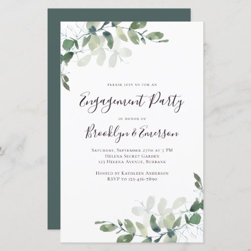 Budget Eucalyptus Engagement Party Invitation