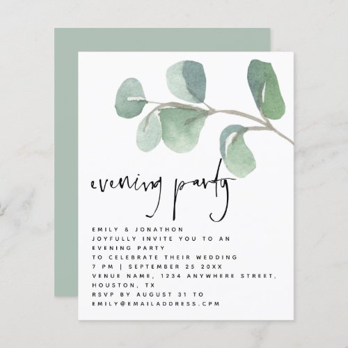 BUDGET Eucalyptus Evening Party Wedding