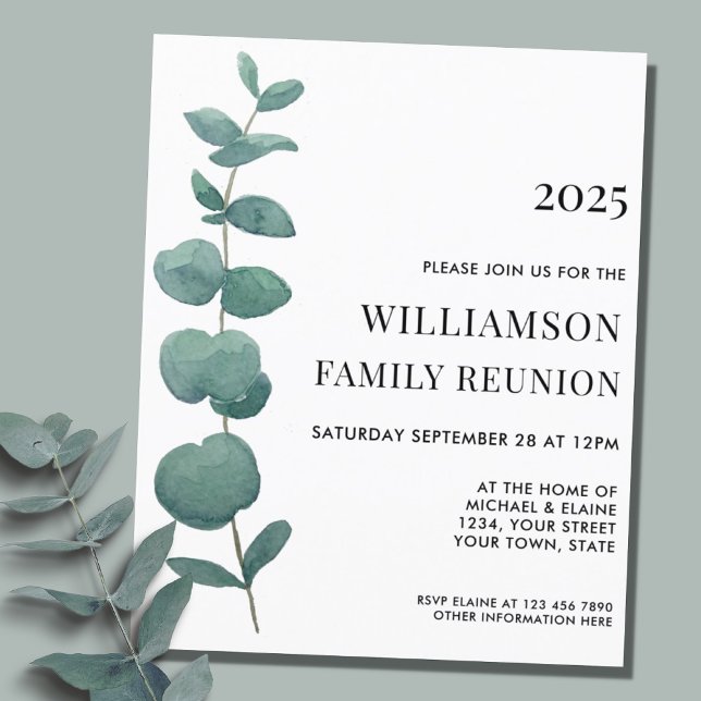 Budget Eucalyptus Family Reunion Invitation (Creator Uploaded)