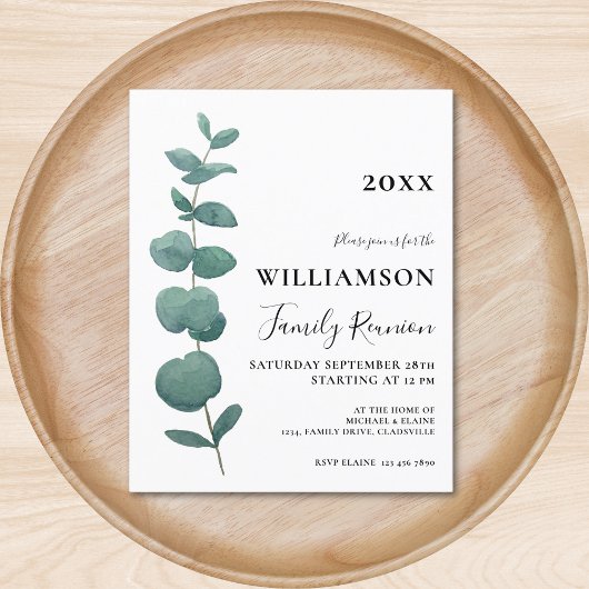 Budget Eucalyptus Family Reunion Invitation