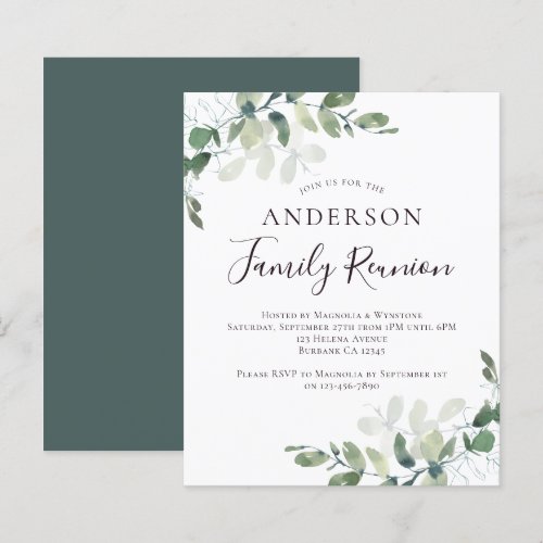 Budget Eucalyptus Family Reunion Invitation
