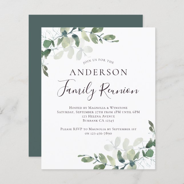Budget Eucalyptus Family Reunion Invitation (Front/Back)